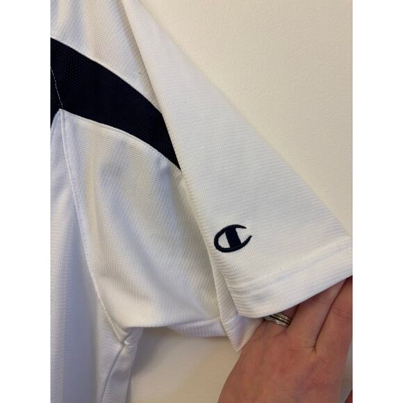 Champion Double Dry Polo Shirt White Navy Athletic Performance Men’s Large - Picture 4 of 11